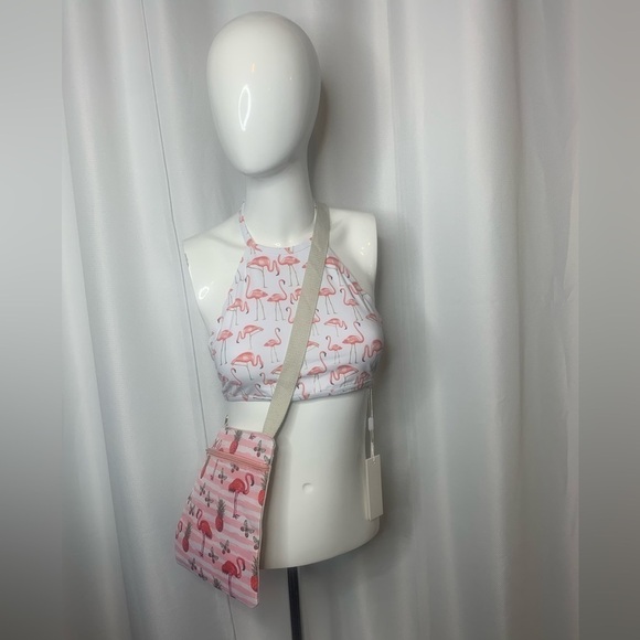 (Bundle & Save - 2 for $25) ELIZABETH Jane EJ Swim Flamingo High Neck Bikini Top - Picture 1 of 7